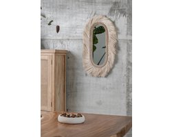 Organische ovale wandspiegel - naturel abaca - organische muurspiegel - traditioneel handgemaakt - natuurlijk materiaal - premium kwaliteit - 95 x 55 cm