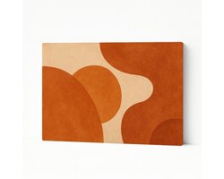 Organische terracotta vormen - Abstracte kunst - Woonkamer decoratie - Wanddecoratie eetkamer - Muurkunst - Kunstwerk - Canvas schilderij 45x30 cm