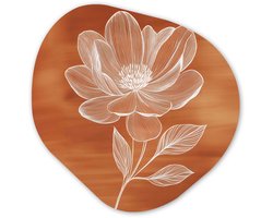Organische wanddecoratie 40x40 cm - Organisch schilderij Bloem - Minimalistisch - Wit - Muurdecoratie woonkamer - Kamer decoratie - Schilderijen - Muurcirkel aesthetic