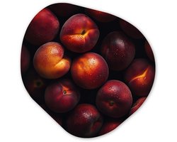 Organische wanddecoratie 40x40 cm - Organisch schilderij Fruit - Close up - Nectarines - Muurdecoratie woonkamer - Kamer decoratie - Schilderijen - Muurcirkel aesthetic