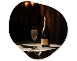 Organische wanddecoratie 40x40 cm - Organisch schilderij Prosecco - Bubbels - Sfeervol - Drank - Muurdecoratie woonkamer - Kamer decoratie - Schilderijen - Muurcirkel aesthetic