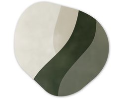 Organische wanddecoratie 90x90 cm - Organisch schilderij Japandi - Groen - Abstract - Modern - Muurdecoratie woonkamer - Kamer decoratie - Schilderijen - Muurcirkel aesthetic