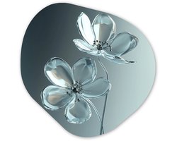 Organische wanddecoratie 90x90 cm - Organisch schilderij Kristal - Bloemen - Grijs - Muurdecoratie woonkamer - Kamer decoratie - Schilderijen - Muurcirkel aesthetic