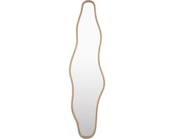 Organische Wandspiegel - Spiegel Bamboe - Interieur Decoratie - Unieke Organische Vorm - 150x40 cm - Beige