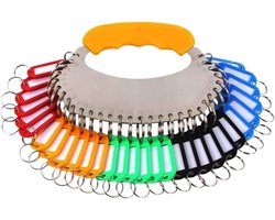 Organiseer je sleutels met een sleutelmanagementbord, 30 schrijfbare labels, metalen splitringen en rond rek, ideaal voor thuis of op kantoor, met 5 kleurenlabels voor eenvoudige identificatie.