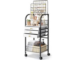 Organiser met 3 dozen voor sieraden - Groot - Opbergkast voor oorbellen, kettingen, ringen, armbanden - Zwart