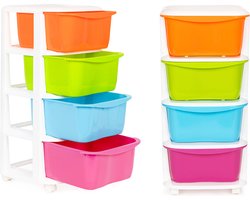 Organizer - 77x35,5x36cm - op wieltjes - multicolor/wit