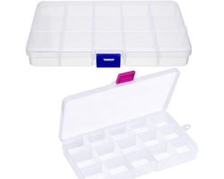 Organizer Box 2 Pcs Small Craft Storage Boxes with Compartments Clear Plastic Storage Screw Box Earring Storage Containers Jewelry Box with Adjustable Dividers for Small