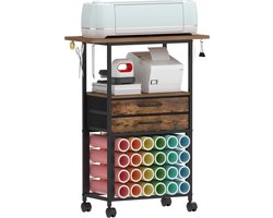 Organizer en opbergstandaard, compatibel met Cricut Machines, rollende opbergkar/plank met 24 vinyl rolhouders, 2 stoffen lade, accessoireshouder, gereedschapshaak voor knutselkamer thuis