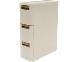 Organizer met 3 Lades - Lades Smalle Opbergrek - Smalle Kunststof Rolkast met Wielen - voor Kleine Ruimtes, Keuken en Kantoor - Wit