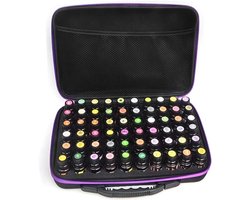 Organizer voor etherische olieflessen - Opbergdoos voor etherische olie - Doos voor 60 flessen etherische olie - Opbergdoos voor etherische olie Etherische oliezak voor 10 ml olieflessen - Paars