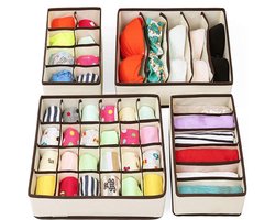 Organizer voor Kleding - Kledingverdeler - 4 stuks - Opbergbox - Opbergsysteem 45 vakken - Ondergoed / Sokken / Shirts / BH - Kastlade Verdeler - Kast Verdeler - Kledingkast