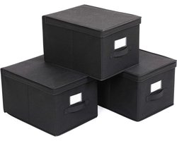 Organizers - Set: 3 Stuks - Multifunctioneel Opberg Box Doos Mand Vakken 40x30x25cm zwart