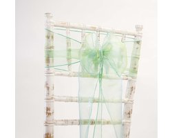 Organza Stoel Sjerpen - Strikken Decoratie - Feestelijke Decoratie - Hoekige Uiteinden - 20 x 275 cm - Emerald/Yellow