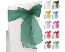 Organza Stoelsjerpen - Stoel Lint Sjerpen - Feestelijke Decoratie - Fijn Geweven Stof - 17cm x 280cm - Emerald Groen
