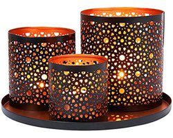 Oriëntaalse decoratieset met windlichten en dienblad voor een sfeervolle woning