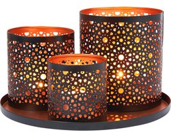 Oriëntaalse Decoratieset voor Woonkamer en Badkamer - Cadeauset met Lantaarns en Dienblad