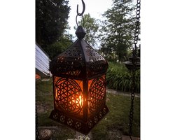 Oriëntaalse lantaarn levensbloem geel glas