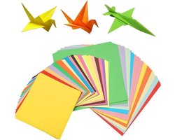 Origami Paper Set - 200 Sheets 20 x 20 cm and 15 x 15 cm Folding Paper in 20 Colours Double-Sided Square Colourful Paper for Children and Adults DIY Craft Projects