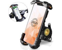 ORIGIN ™ - Telefoonhouder Fiets, Motor en Scooter - 360 Graden Rotatie - GSM Houder Fiets - Accessoires - Fiets Telefoonhouder Universeel - Fietshouder - Zwart / Oranje