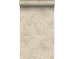 Origin Wallcoverings behang 3D-motief bladeren beige - 53 cm x 10.05 m - 348006