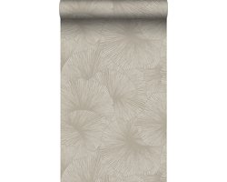 Origin Wallcoverings behang 3D-motief bladeren taupe - 53 cm x 10.05 m - 348007