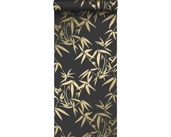Origin Wallcoverings behang bamboe bladeren zwart en goud - 347740 - 0,53 x 10,05 m