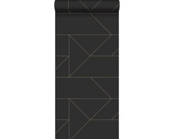 Origin Wallcoverings behang grafische lijnen zwart en goud - 347726 - 0,53 x 10,05 m