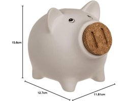 Origineel Keramiek Spaarvarken Wit met Kurk - Spaarpot voor Munten en Biljetten