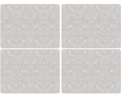 Originele Co-Pure Morris Strawberry Thief Cork Backed Placemats - Set van 4 - Veelkleurig - Home Decor - Geschenken - 40,1 x 29,8 cm