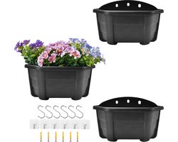 ORIMERC 25cm Muur Opknoping Plantenbakken Plastic Retro Stijl Reling Opknoping Plantenbakken Planten Bloemen Plastic Potten Manden voor Balkon Hek Tuin Outdoor Indoor -Donkere Koffie