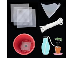 ORIMERC 50 stuks drainage mesh pad zeef voor plantenpot gat & 9 m zelfbewaterende hydrocultuur lont snoer vakantie automatisch drinken sitter pot bonsai sappige bloem bodemrooster