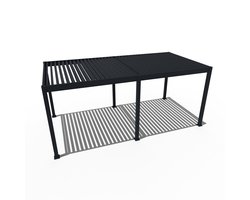 Orion Deluxe elektrische overkapping met LED - 300 x 600 cm - antraciet - Elektrisch lamellen dak en Luxe uitstraling - Volledig Aluminium terrasoverkapping met LED verlichting - Perfect te gebruiken als Tuinprieel / Carport / Veranda / Pergola