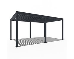 Orion Deluxe elektrische overkapping met LED - 360 x 530 cm - antraciet - Elektrisch lamellen dak en Luxe uitstraling - Volledig Aluminium terrasoverkapping met LED verlichting - Perfect te gebruiken als Tuinprieel / Carport / Veranda / Pergola
