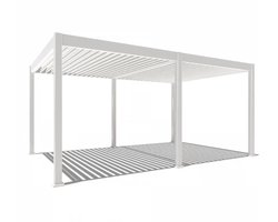 Orion Deluxe elektrische overkapping met LED - 360 x 530 cm - wit - Elektrisch lamellen dak en Luxe uitstraling - Volledig Aluminium terrasoverkapping met LED verlichting - Perfect te gebruiken als Tuinprieel / Carport / Veranda / Pergola