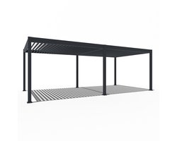 Orion Deluxe elektrische overkapping met LED - 360 x 720 cm - antraciet - Elektrisch lamellen dak en Luxe uitstraling - Volledig Aluminium terrasoverkapping met LED verlichting - Perfect te gebruiken als Tuinprieel / Carport / Veranda / Pergola