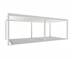 Orion Deluxe elektrische overkapping met LED - 360 x 720 cm - wit - Elektrisch lamellen dak en Luxe uitstraling - Volledig Aluminium terrasoverkapping met LED verlichting - Perfect te gebruiken als Tuinprieel / Carport / Veranda / Pergola