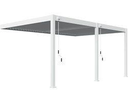 Orion Deluxe overkapping muurbevestiging - 360 x 530 cm - wit - Weerbestendig en Luxe uitstraling - Volledig Aluminium Terrasoverkapping - Perfect te gebruiken als Tuinprieel / Carport / Veranda / Pergola
