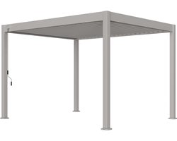 Orion Deluxe terrasoverkapping - 360x400 cm - Lichtgrijs - Luxe / Vrijstaande / Aluminium lamellen overkapping - Tuinprieel / Carport / Veranda / Pergola