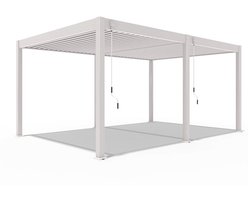 Orion Deluxe terrasoverkapping - 360x530 cm - Lichtgrijs - Luxe / Vrijstaande / Aluminium lamellen overkapping - Tuinprieel / Carport / Veranda / Pergola