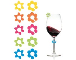 Orion - Glasmarker Bloemen - 10 Stuks - Meerkleurig - Herbruikbaar