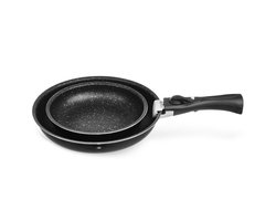 Orion GRANDE Serie - Granieten Pannenset - 3-Delig - Ø20/26 cm - Afneembare Handgreep