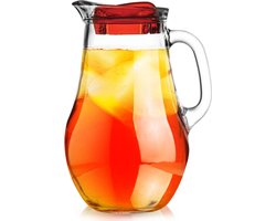 ORION GROUP Glazen karaf karaf glas waterkaraf | 2,1 l | met deksel en uitloop | voor zelfgemaakte | drankjes ijsthee melk koffie wijn thee fruit inzet, waterkan, waterkaraf waterkan