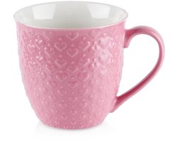 Orion - Keramische Beker - 580 ml - Roze - Hartjesdecoratie