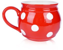 Orion - Keramische Mok - 950 ml - Rood met Witte Stippen - Klassiek Design