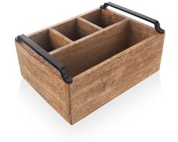 Orion Mango - Houten Bestekhouder - 25x19.5x10 cm - Metalen Handvatten