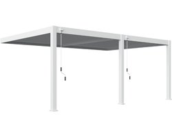 Orion Premium overkapping muurbevestiging - 400 x 600 cm - Wit - Weerbestendig en Luxe uitstraling - Volledig Aluminium Terrasoverkapping - Perfect te gebruiken als Tuinprieel / Carport / Veranda / Pergola