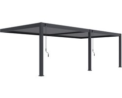 Orion Premium overkapping muurbevestiging - 400 x 800 cm - antraciet - Weerbestendig en Luxe uitstraling - Volledig Aluminium Terrasoverkapping - Perfect te gebruiken als Tuinprieel / Carport / Veranda / Pergola