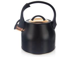 Orion - Stalen Fluitketel - 3L - Mat Zwart - Goudkleurig