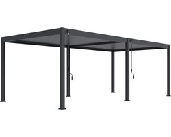 Orion terrasoverkapping - 360x720 cm - Antraciet - Luxe / Vrijstaande / Aluminium lamellen overkapping - Tuinprieel / Carport / Veranda / Pergola